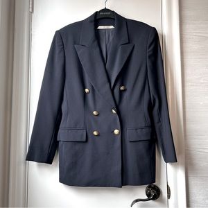 St. Michael Vintage Wool Navy Double Breasted Blazer